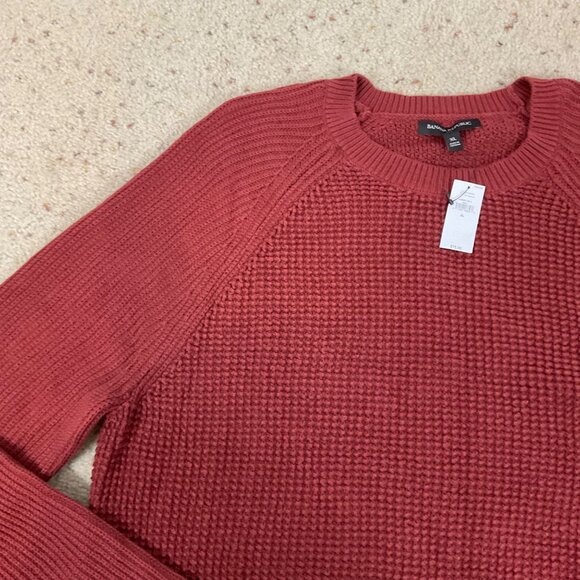 NEW Banana Republic Crewneck Sweater Waffle Deep Red Size XL Men's - Picture 2 of 4